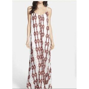 Line &‎ Dot Embroidered Silk Chiffon Maxi Dress SZ M